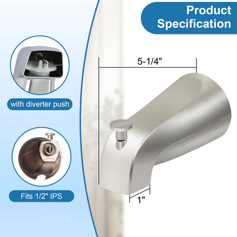 Coolfell wall-front mount tub spout with sleek brushed nickel finish