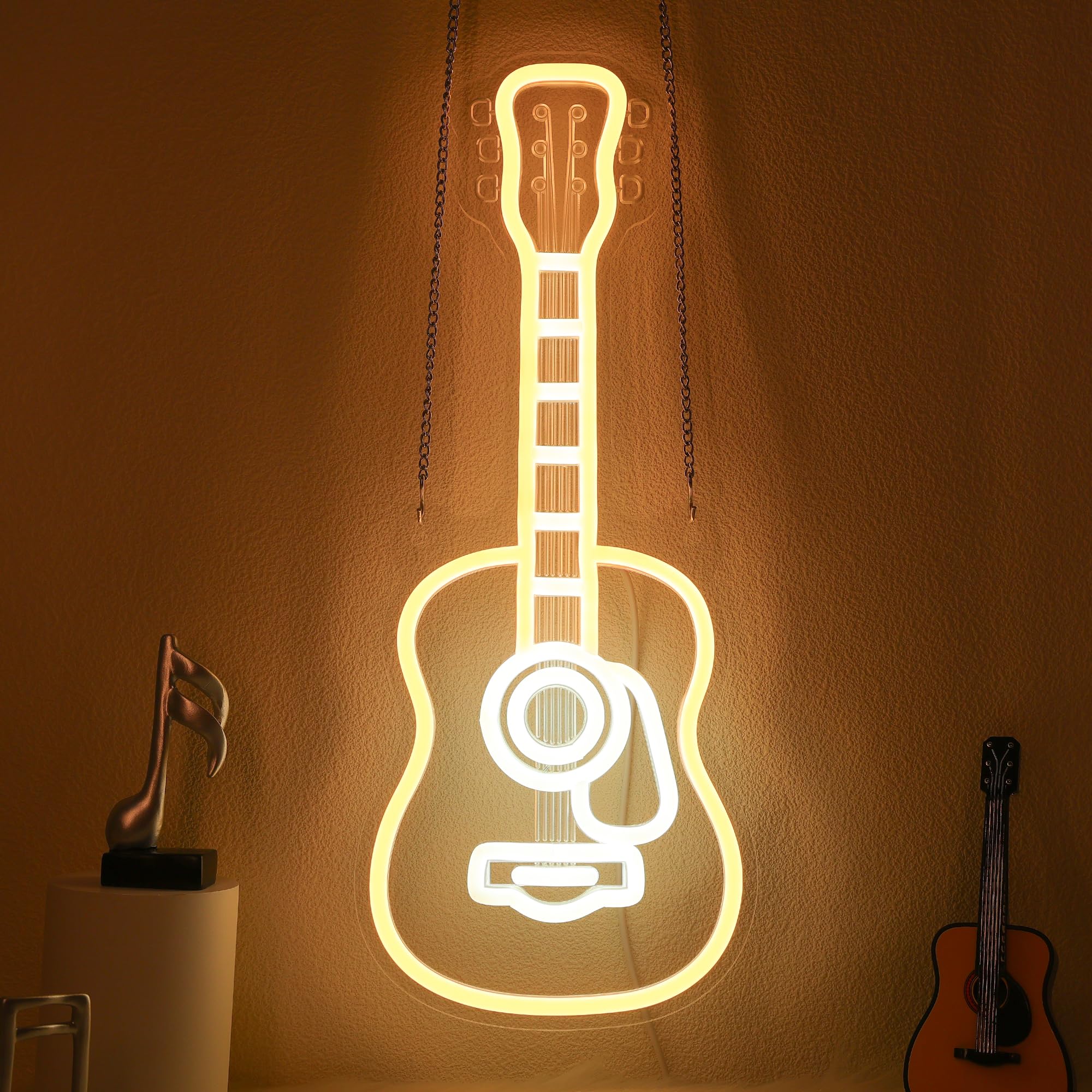 CoolGift Mart acoustic guitar neon sign USB powered for ambient bedroom lighting