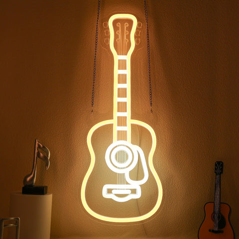 CoolGift Mart acoustic guitar neon sign USB powered for ambient bedroom lighting