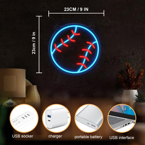 CoolGift Mart baseball neon sign provides bright bedroom lighting option.