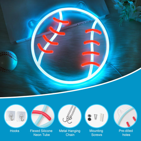 CoolGift Mart baseball neon sign enhances man cave ambiance during games.