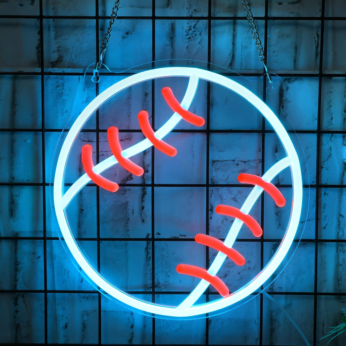 CoolGift Mart baseball neon sign illuminates a vibrant game-room vibe.