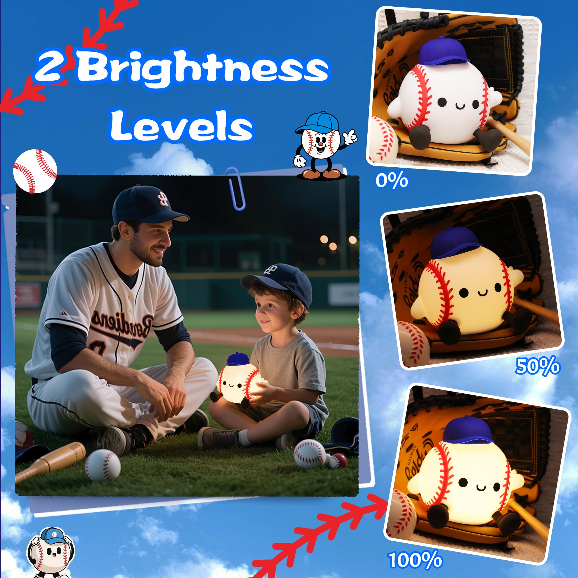 CoolGift Mart Baseball Night Light design adds playful decor to rooms.