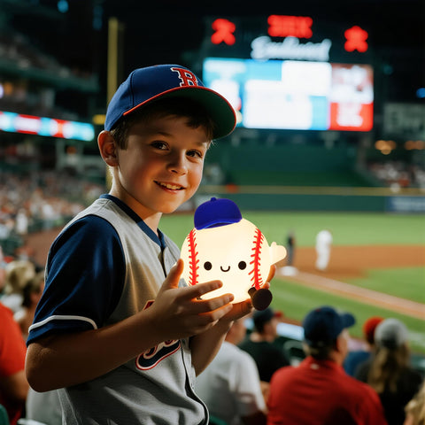 CoolGift Mart Baseball Night Light side view shows silicone touch surface for easy dimming.