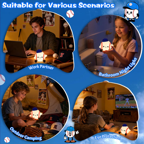 CoolGift Mart Baseball Night Light features timer and brightness control.