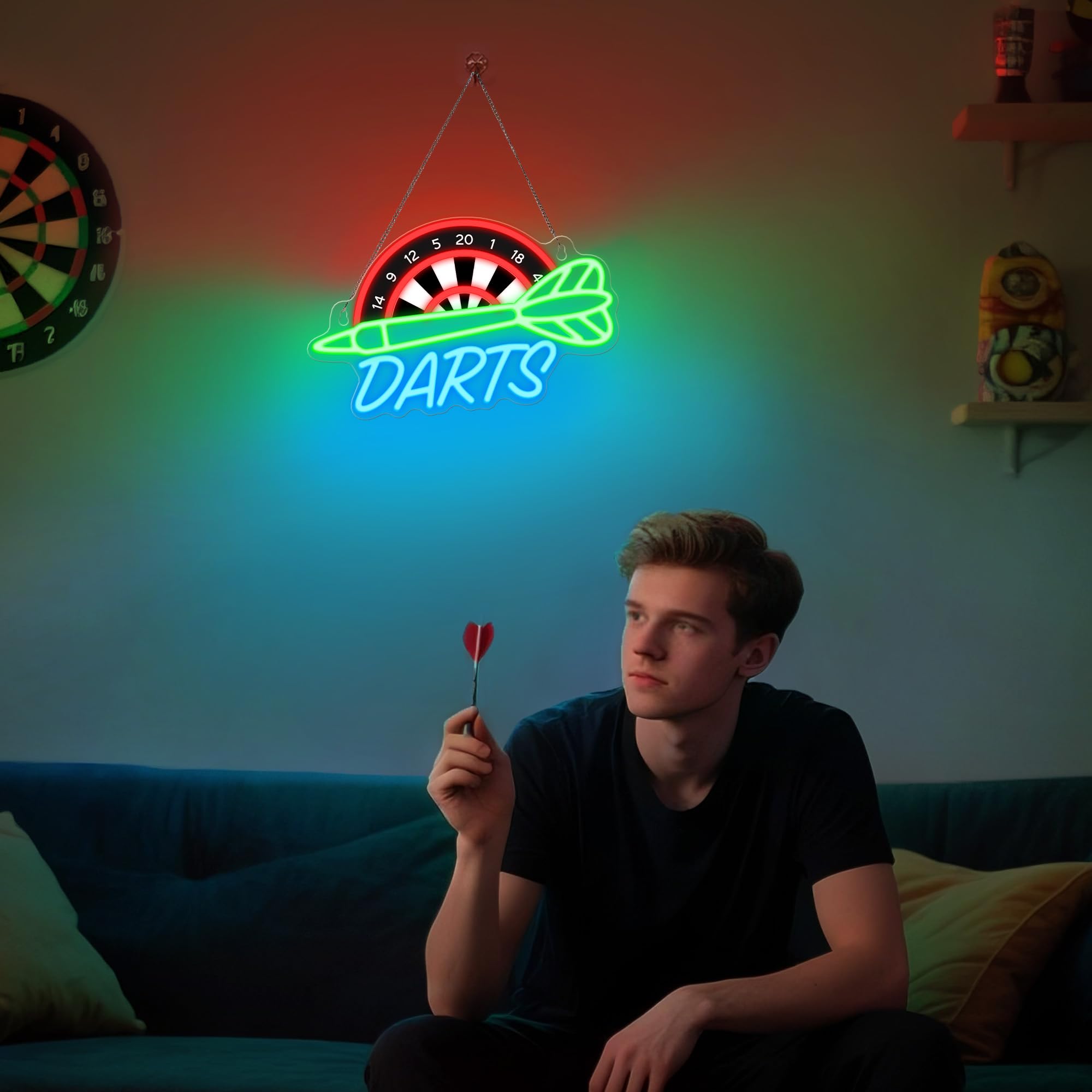 CoolGift Mart darts neon light close-up shows acrylic panel and LEDs