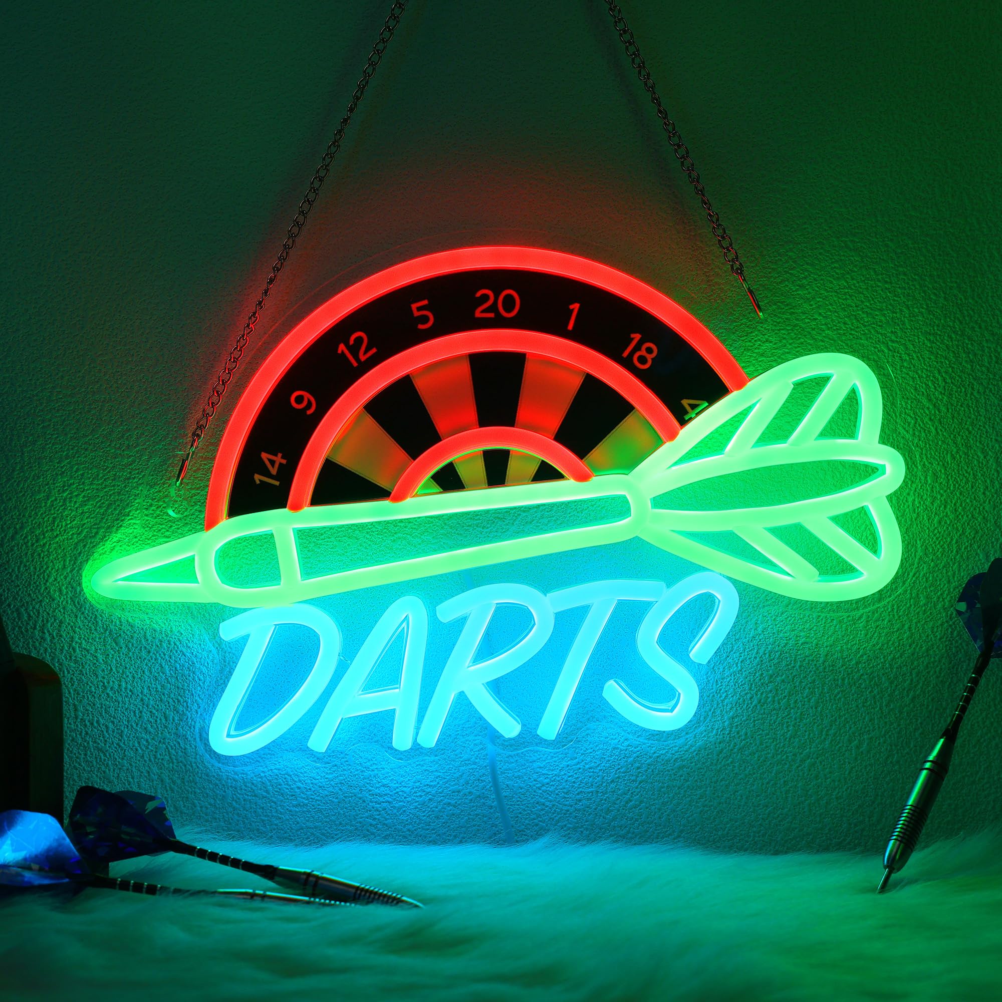 CoolGift Mart darts neon light front view brightens game room ambiance