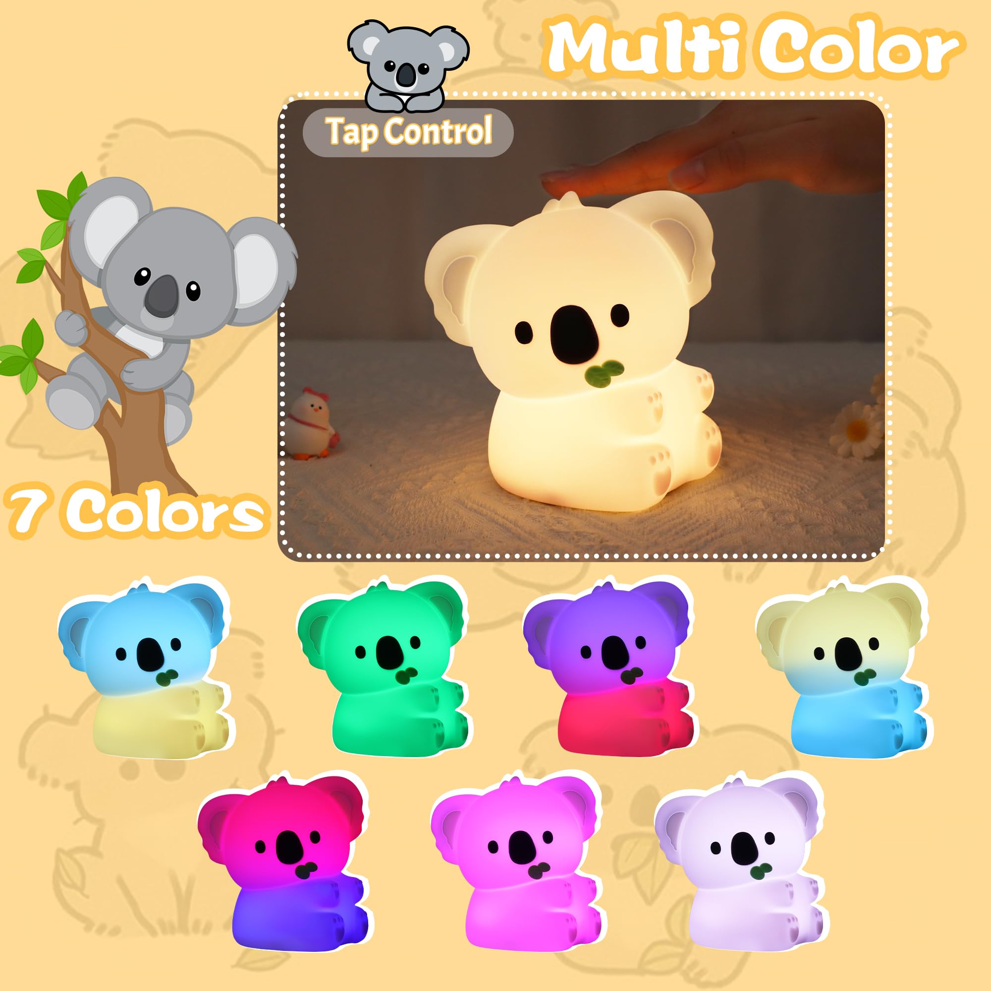 CoolGift Mart koala night light color-changing LEDs create a cozy ambiance