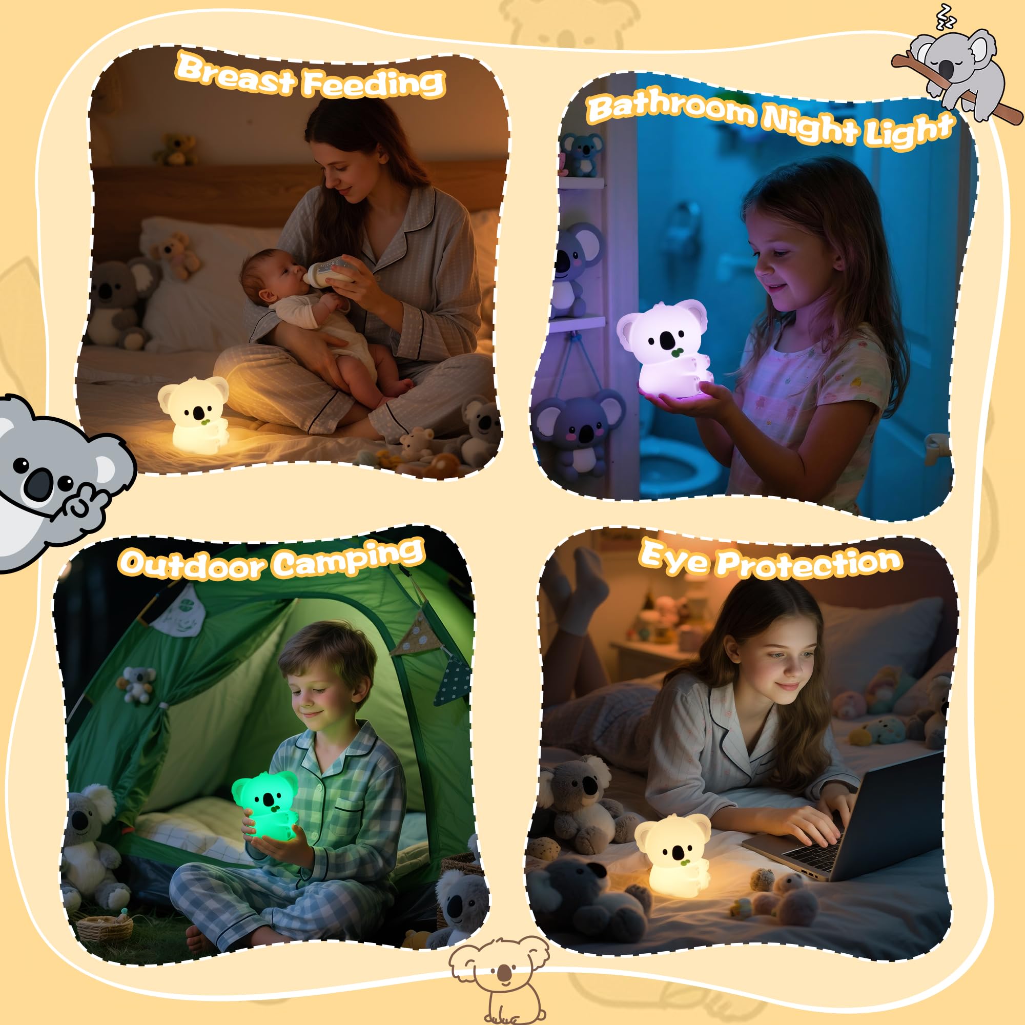 CoolGift Mart koala night light is USB rechargeable for convenient use anywhere