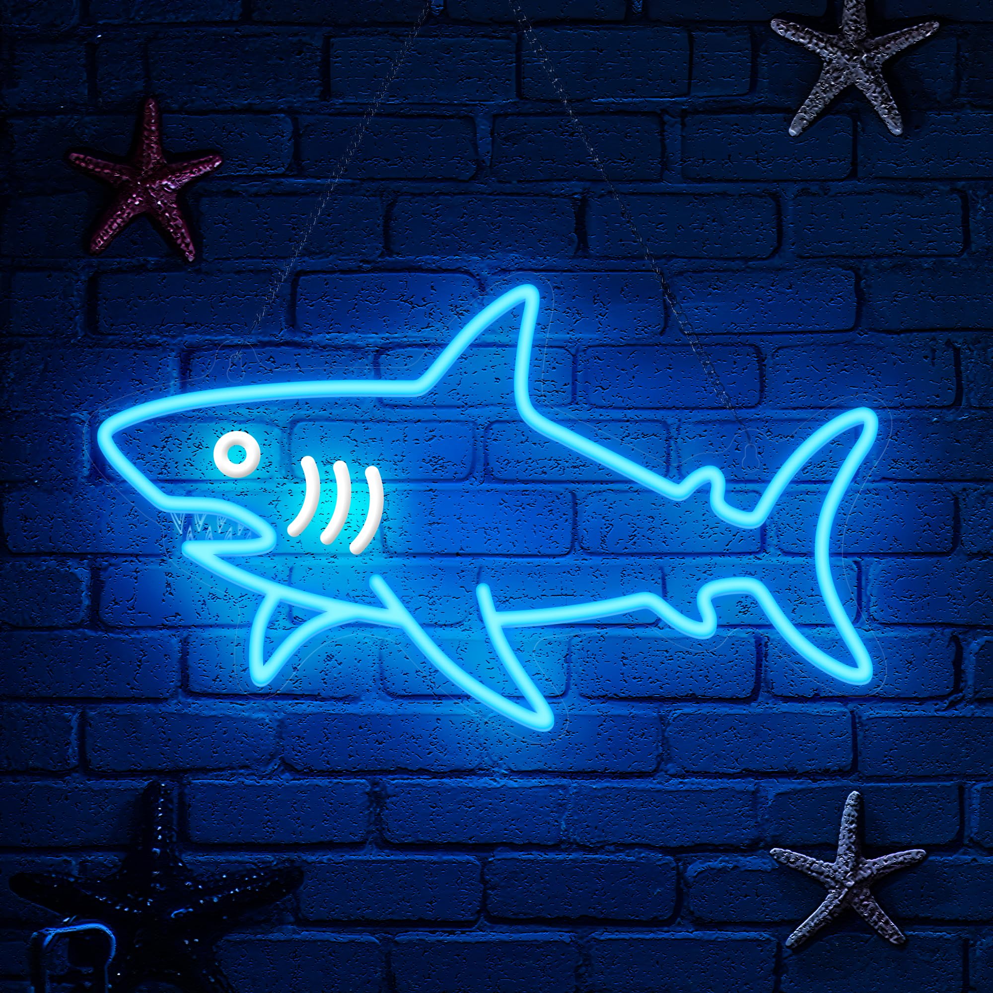 CoolGift Mart shark neon sign in-store display attracts attention