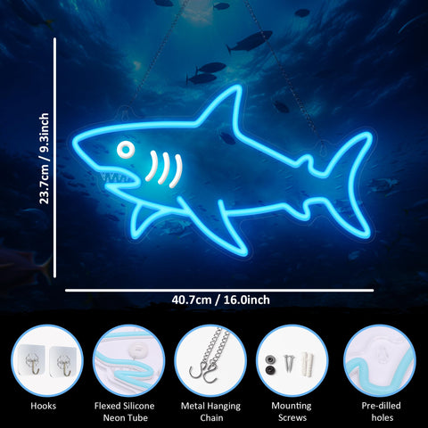 CoolGift Mart shark neon sign man cave centerpiece with bold glow