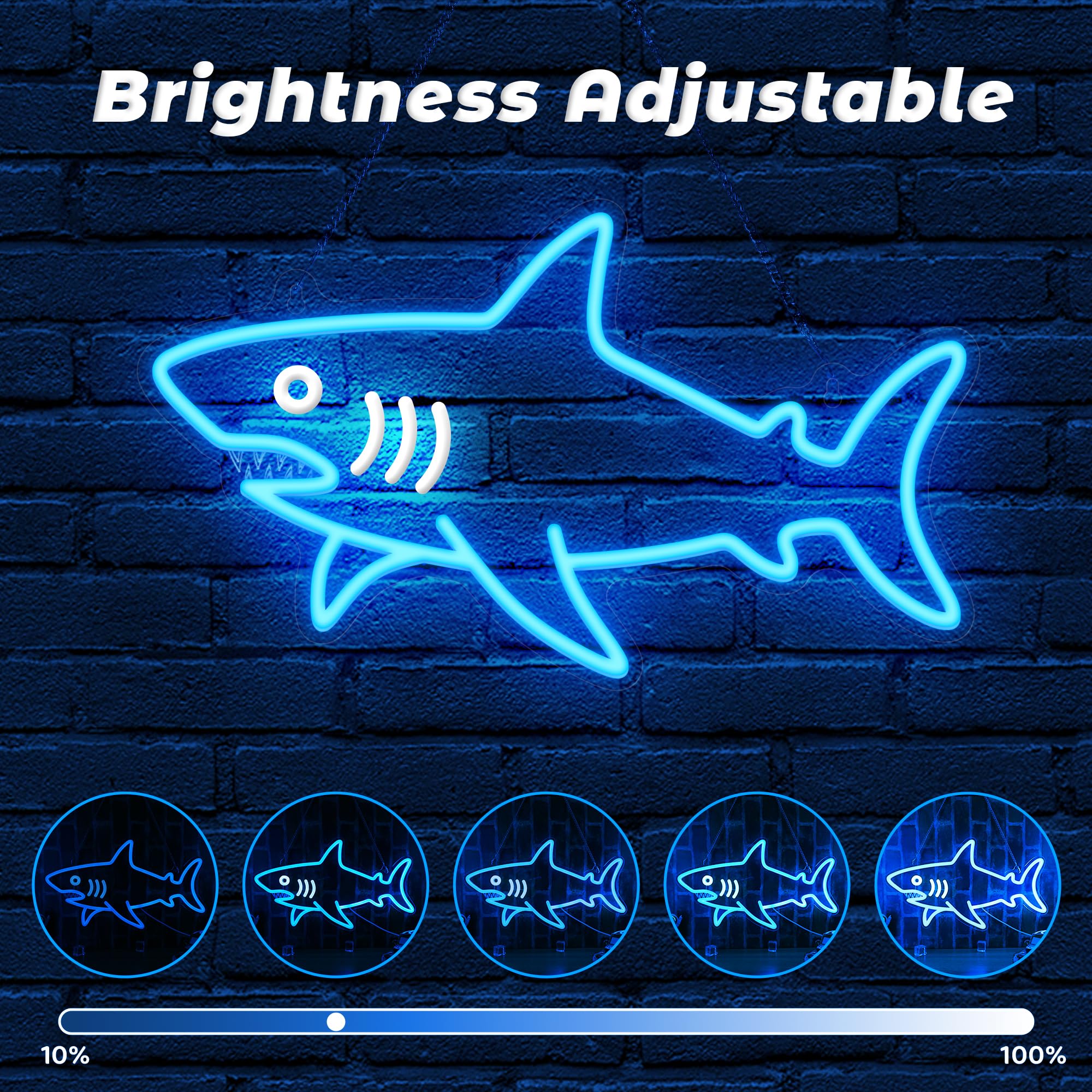 CoolGift Mart shark neon sign USB powered for easy setup
