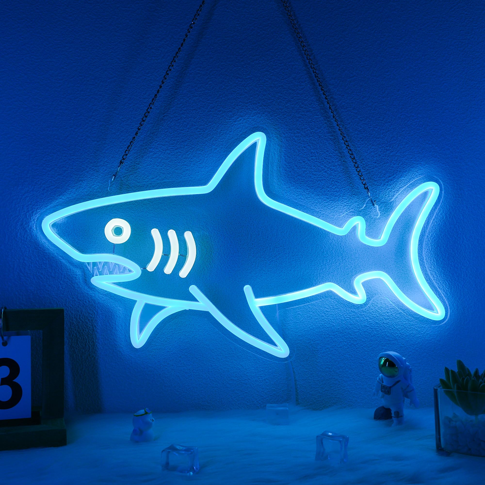 CoolGift Mart shark neon sign wall hanging glowing vividly for ambient decor