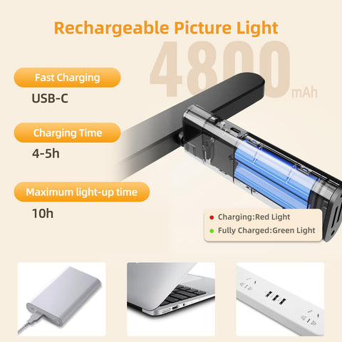 Coolilumi 4800mAh battery picture light supports long-lasting gallery lighting.