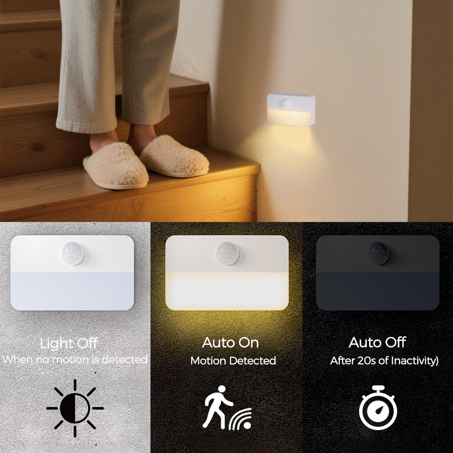 Coolilumi rechargeable LED night light saves disposable batteries with USB charging.