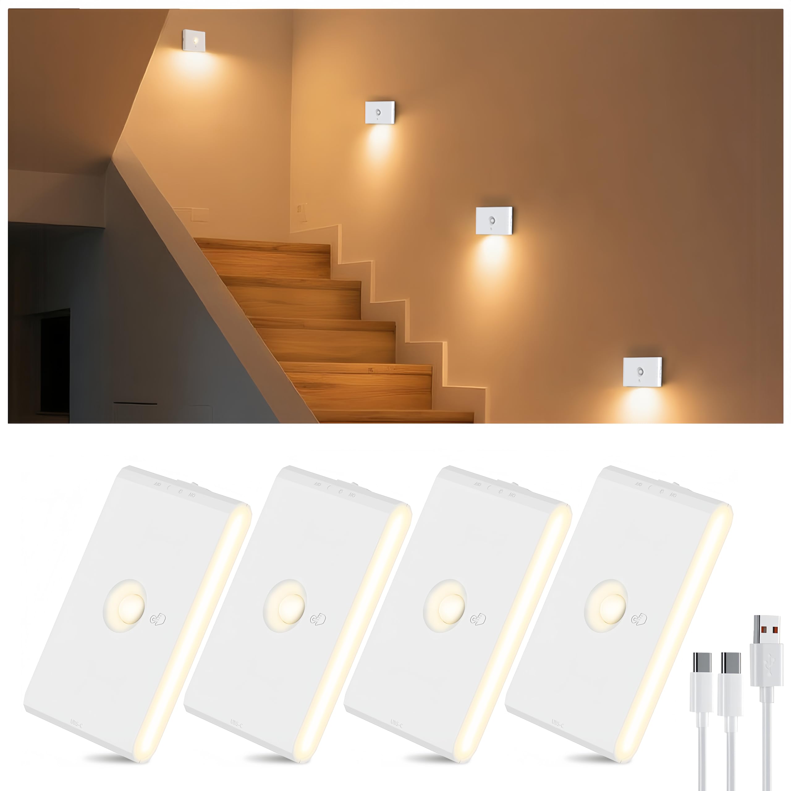 Coolilumi rechargeable stair night light with magnetic mount for effortless hallway illumination