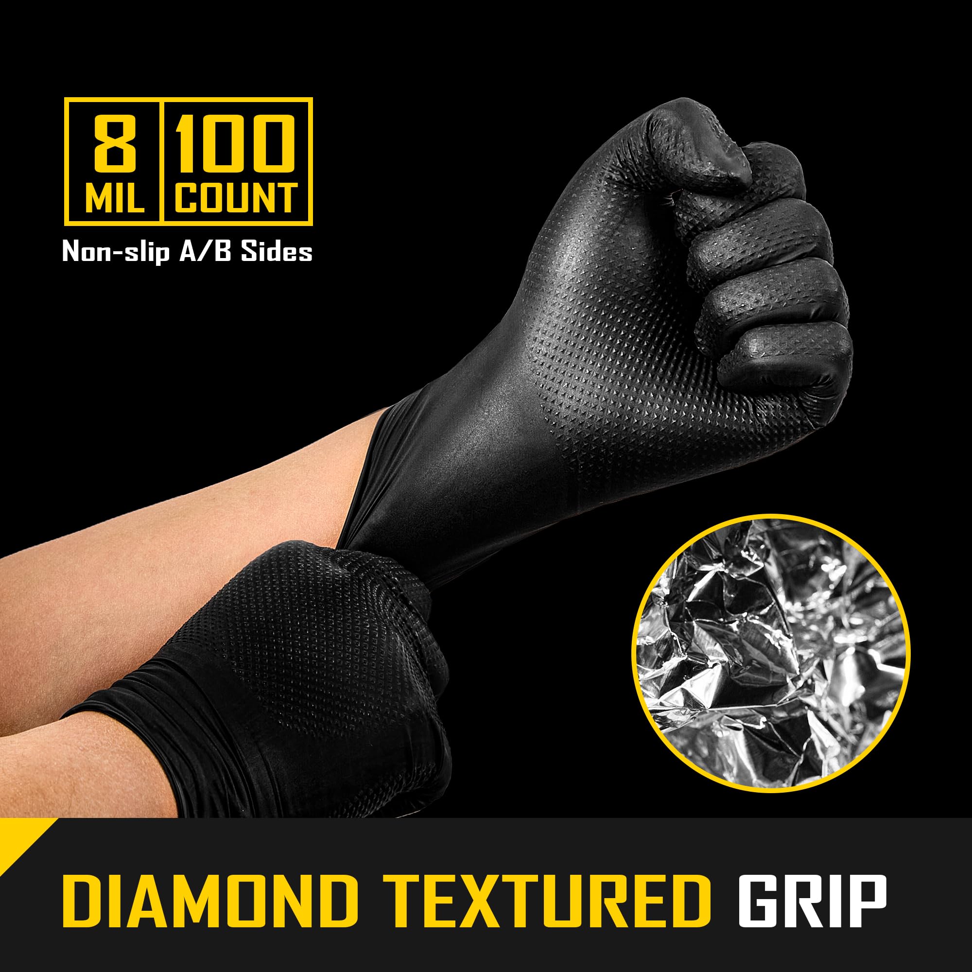 COOLJOB nitrile gloves with diamond texture for mechanic tasks and greasy surfaces