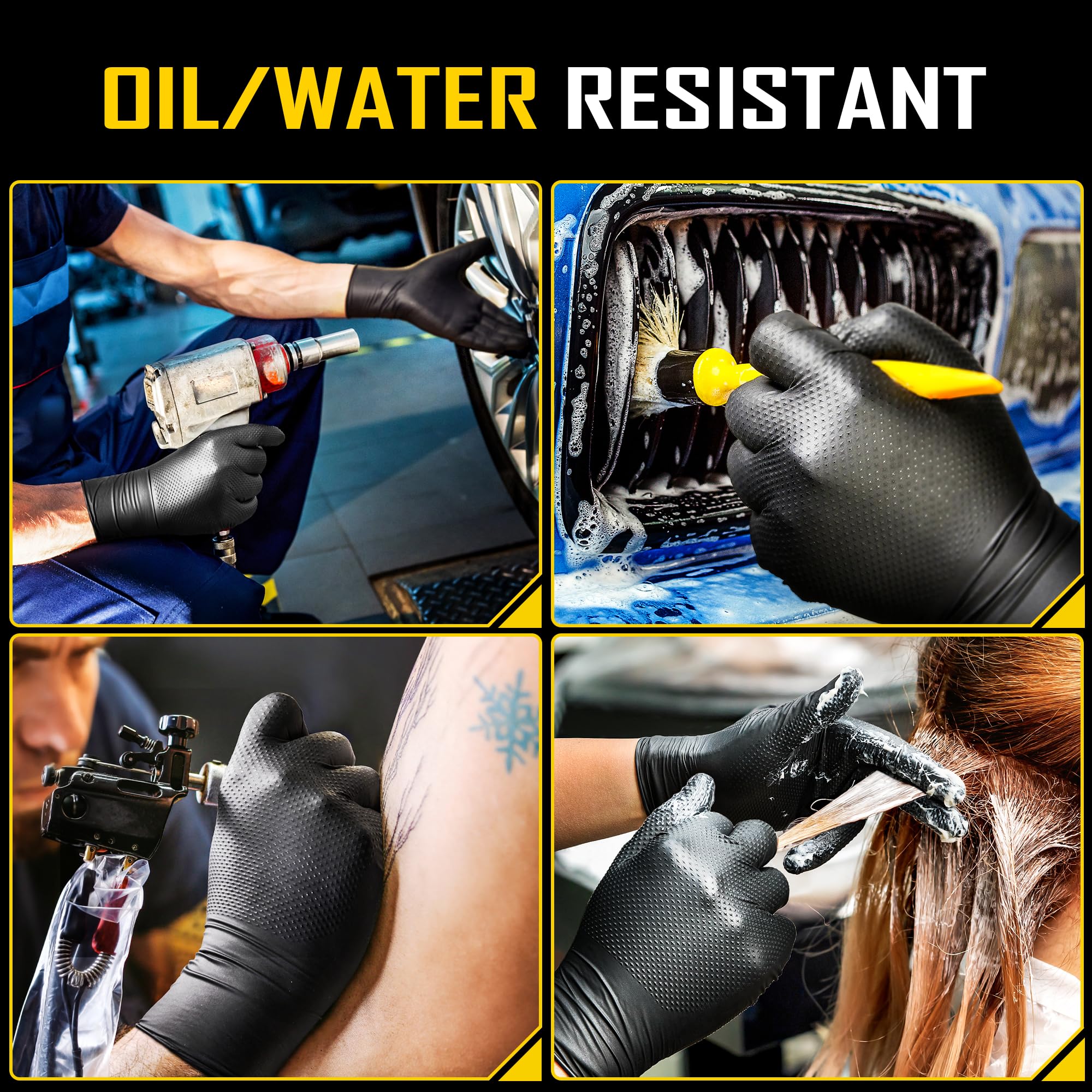 COOLJOB 8mil nitrile gloves, puncture-resistant grip for automotive tasks
