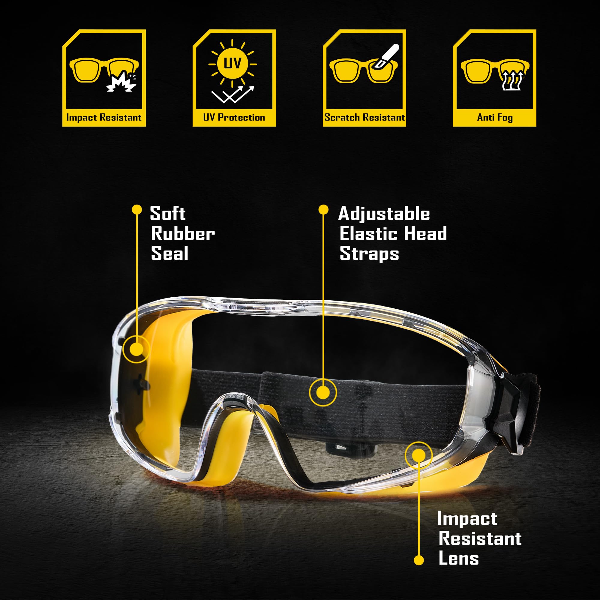 COOLJOB anti-fog wide-angle lenses keep visibility clear.