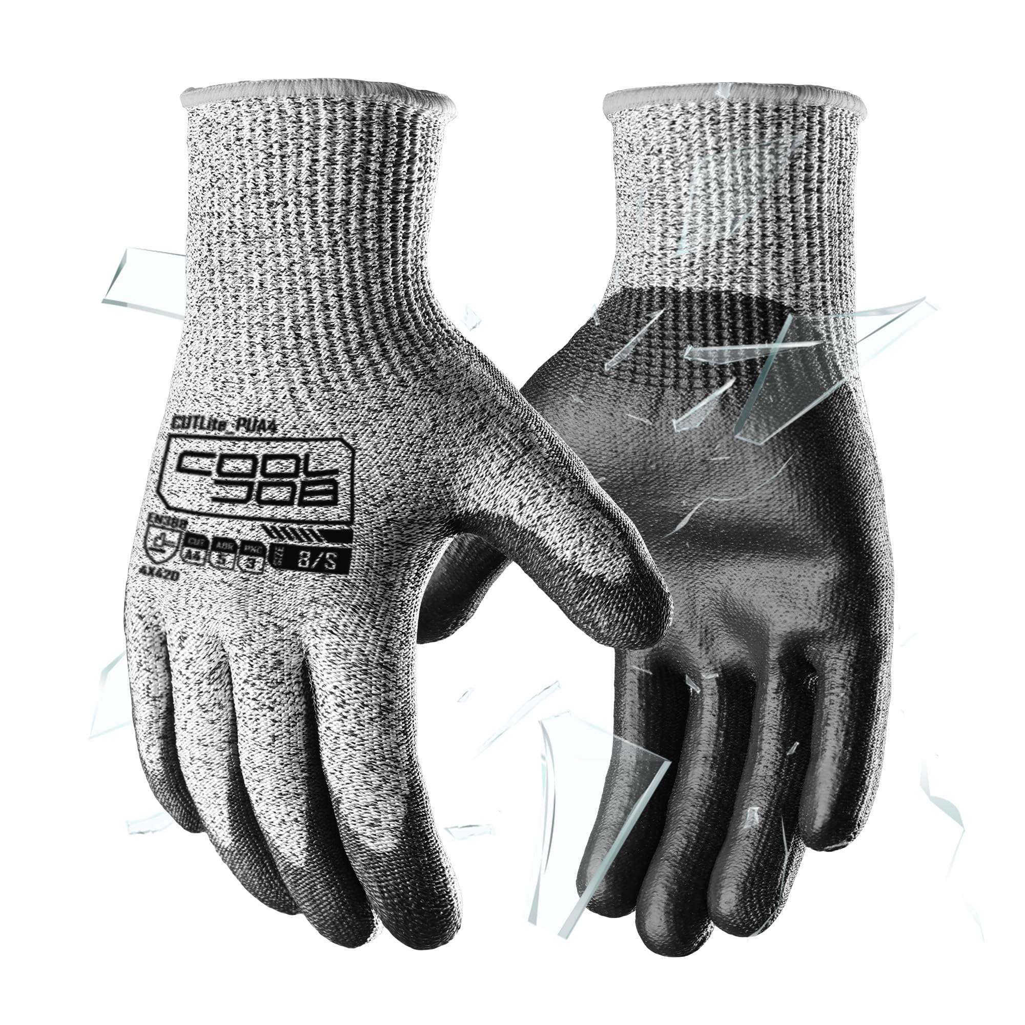COOLJOB cut-resistant gloves with A4 rating for safe wood carving tasks.