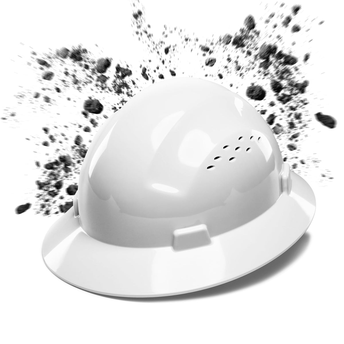 COOLJOB full-brim hard hat front view offers sun protection and visibility on site.
