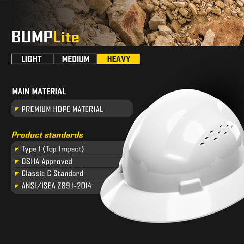 COOLJOB full-brim hard hat side view with UV shielding for outdoor work.