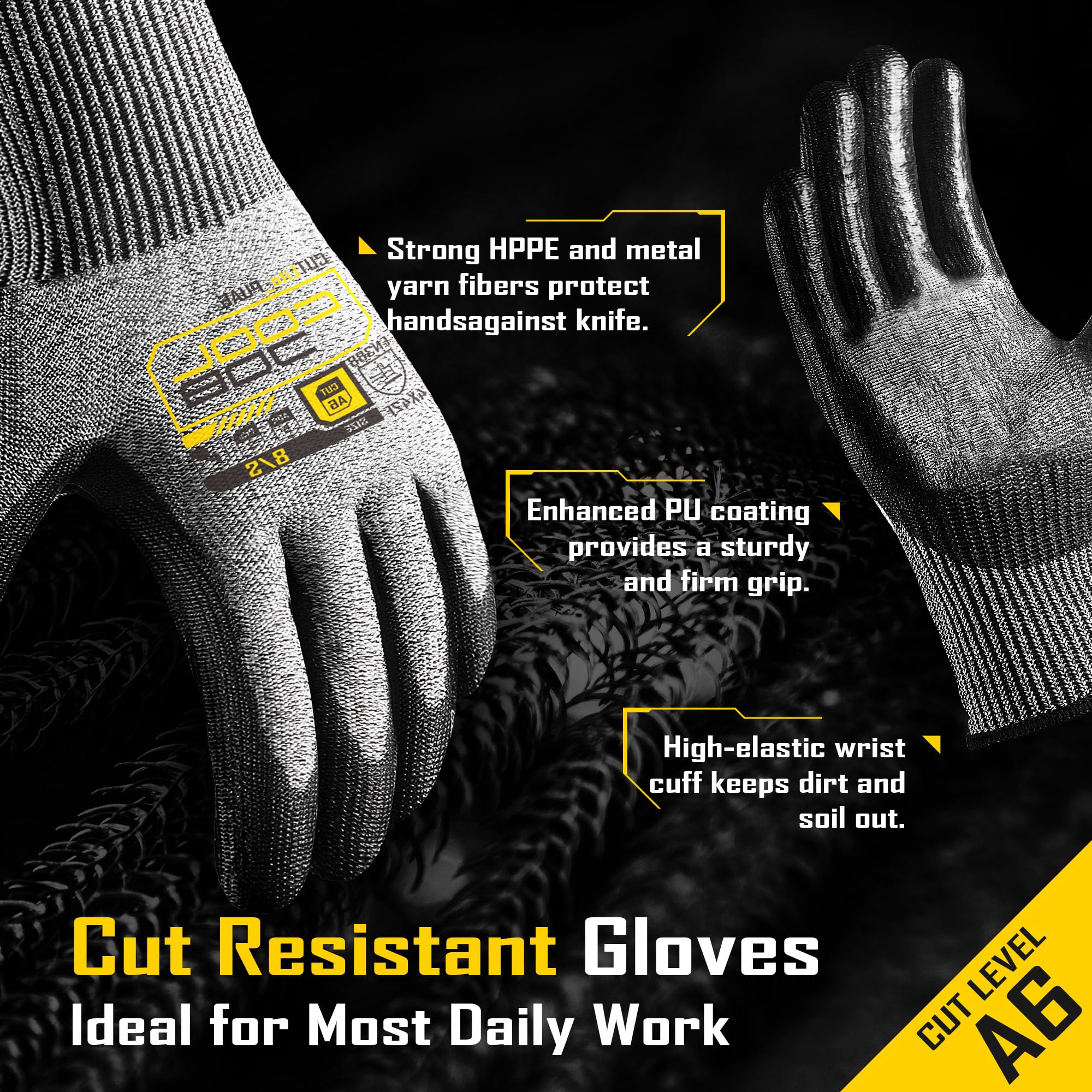 COOLJOB breathable 13-gauge shell keeps hands cool during extended use.