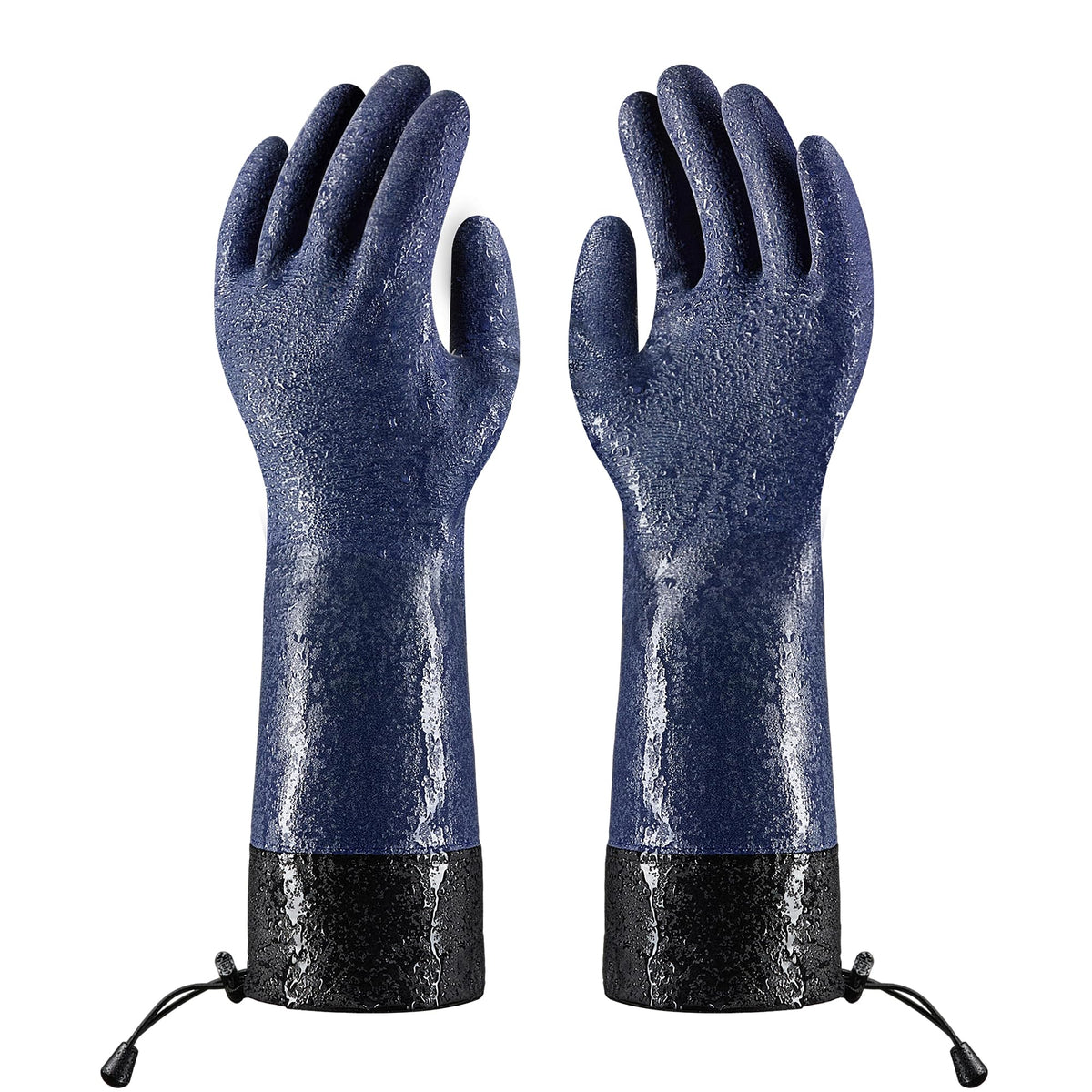 COOLJOB long sleeve waterproof gloves with PVC coating for cold conditions and grip