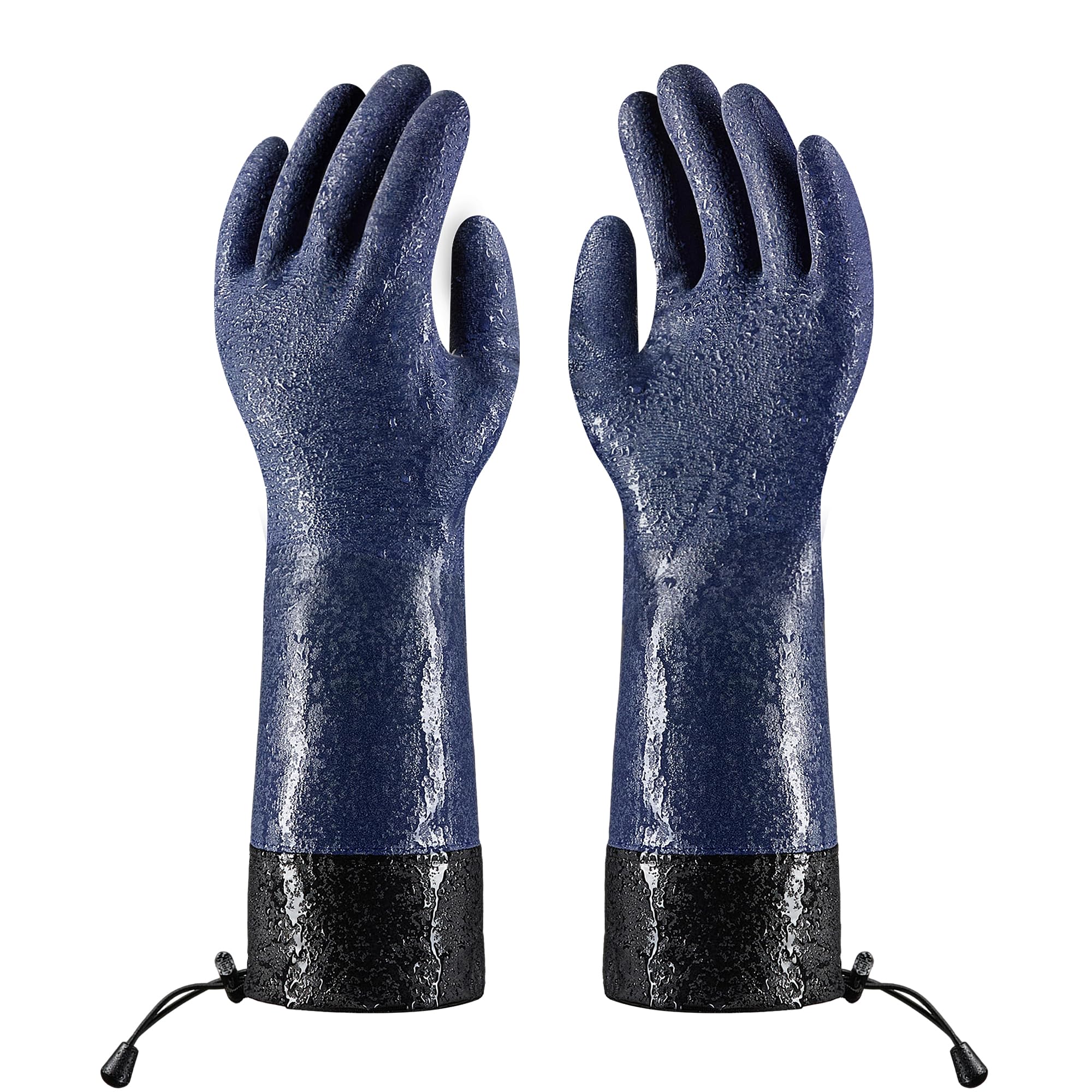 COOLJOB long sleeve waterproof gloves with PVC coating for cold weather work
