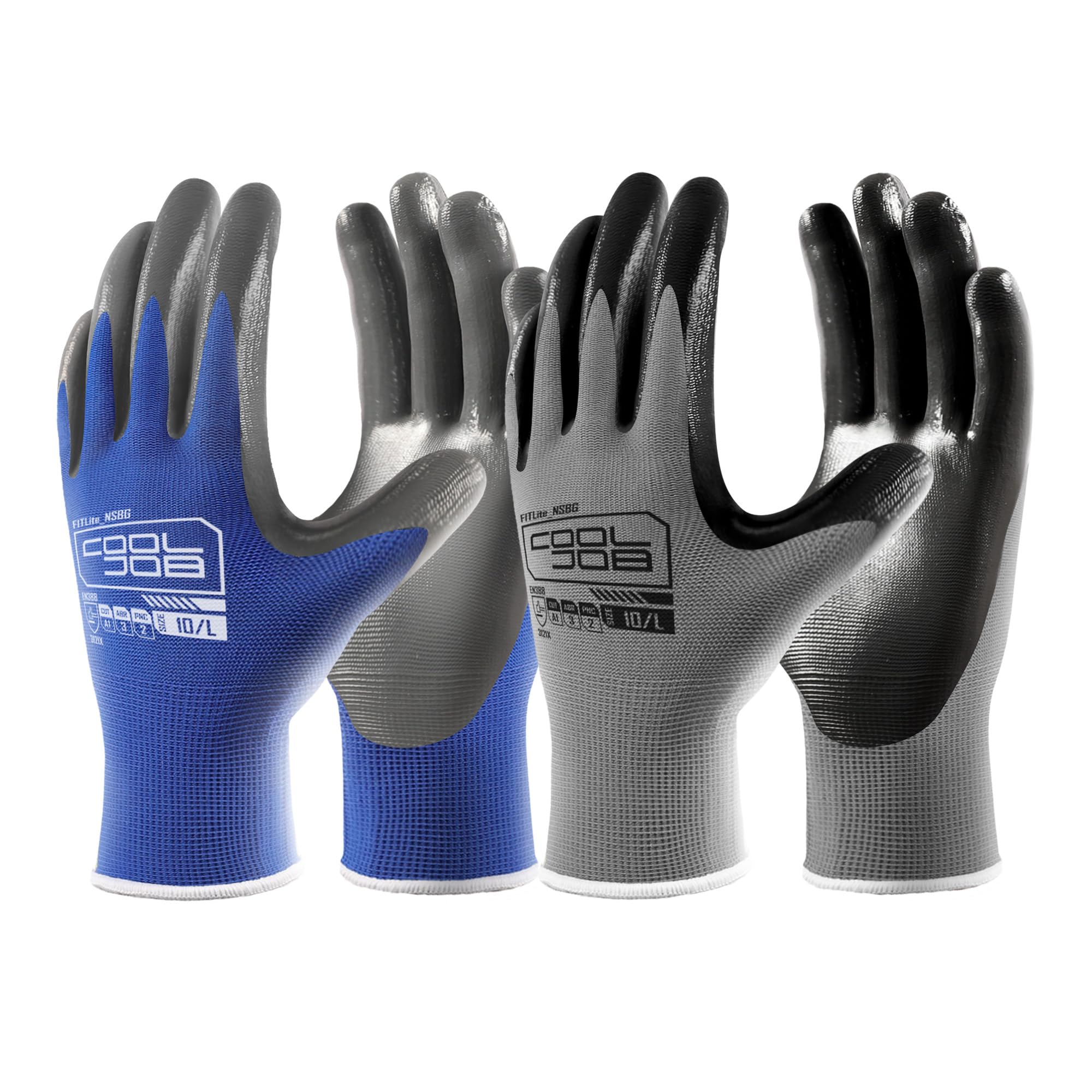 COOLJOB nitrile-dipped glove palm-grip for secure handling in wet or oily conditions.