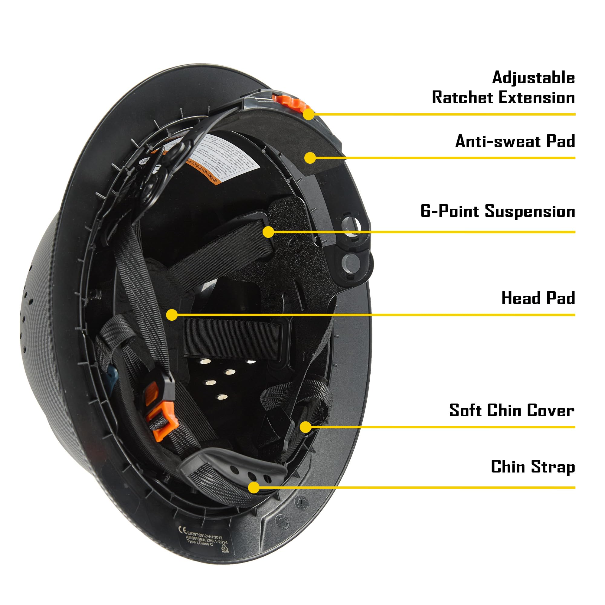 COOLJOB six-point suspension cushions impacts and fits securely.