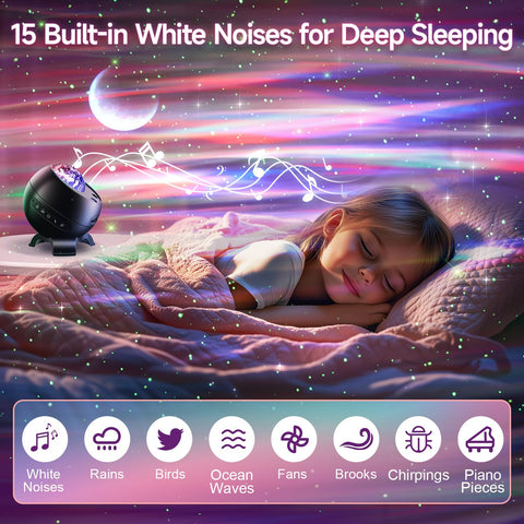 CoolNight 360-degree projection angle covers the entire room ceiling.