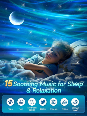 COOLNIGHT Galaxy Projector with Bluetooth speaker syncs music with aurora lights.