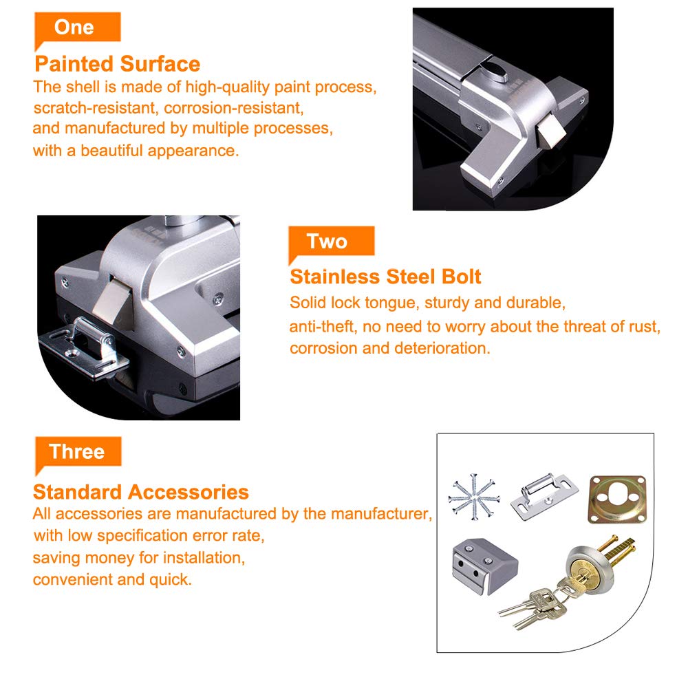 COOLOUS stainless steel panic bar hardware on a door