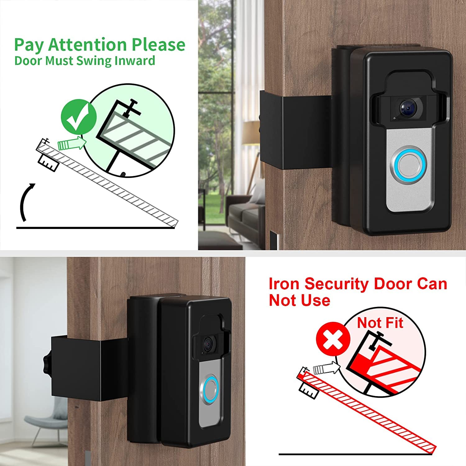 COOLWUFAN doorbell mount stainless steel holder securing your device