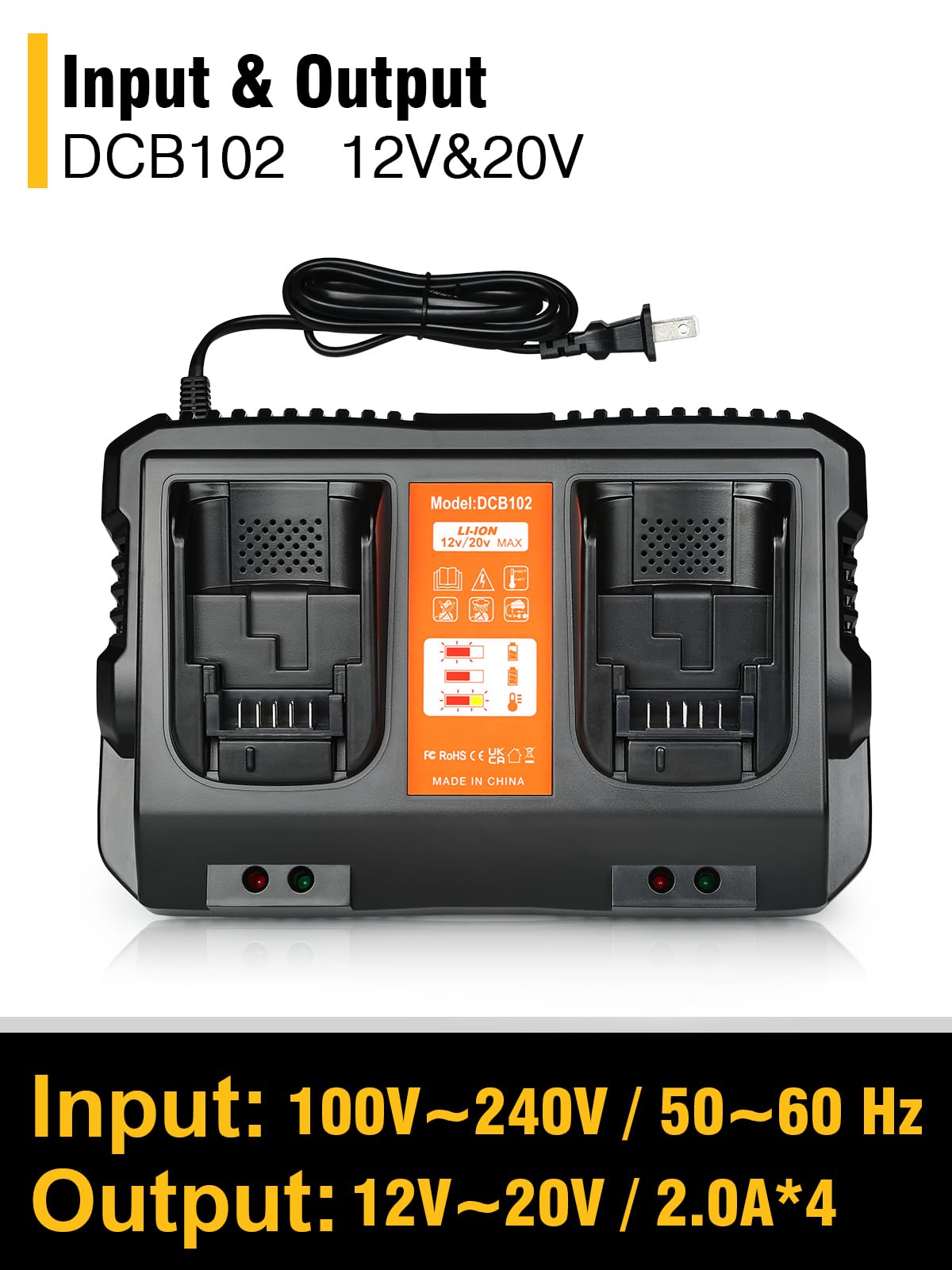 Coomyxin DCB102 wide compatibility supports 12V-20V Dewalt tools