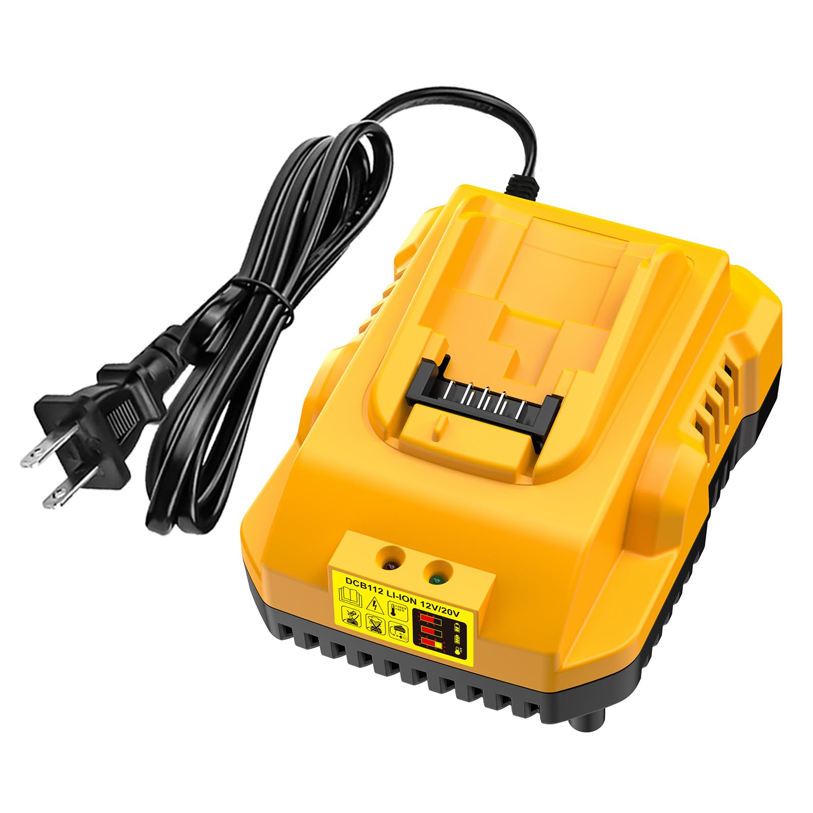 COOMYXIN DCB112 charger front view powers DeWalt batteries on site