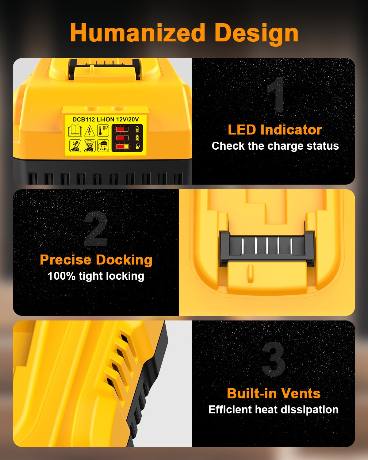 COOMYXIN DCB112 compatibility with 12V-20V batteries for versatile Dewalt tools