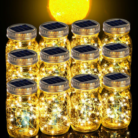 Cooo 12-pack solar lanterns packaging shown for outdoor decor use