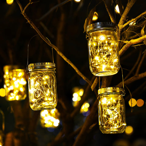 Cooo crystal glass jar lantern close-up highlights clear glow
