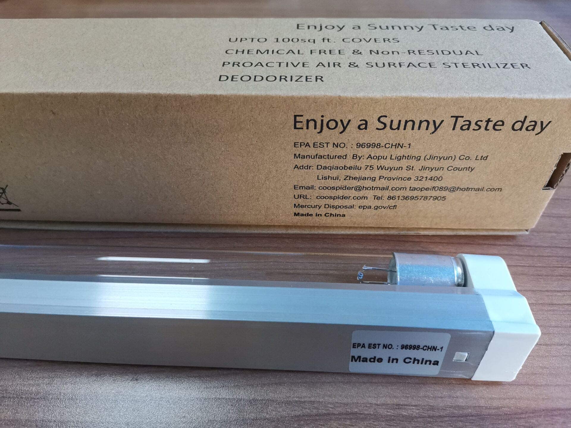 COOSPIDER 6W UV-C lamp with 5ft cord ready for plug-in use.