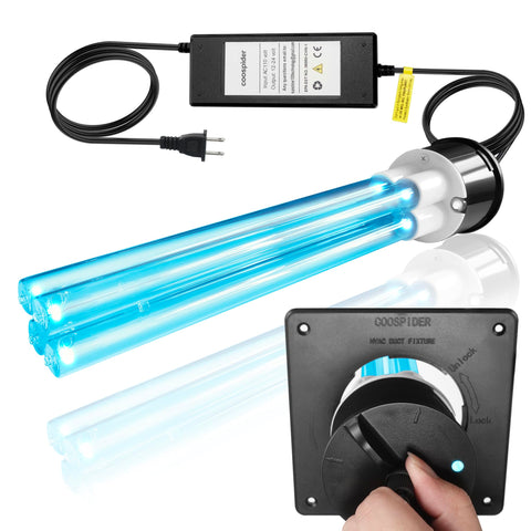 COOSPIDER 80W duct UVC light installed for strong sanitization inside a duct