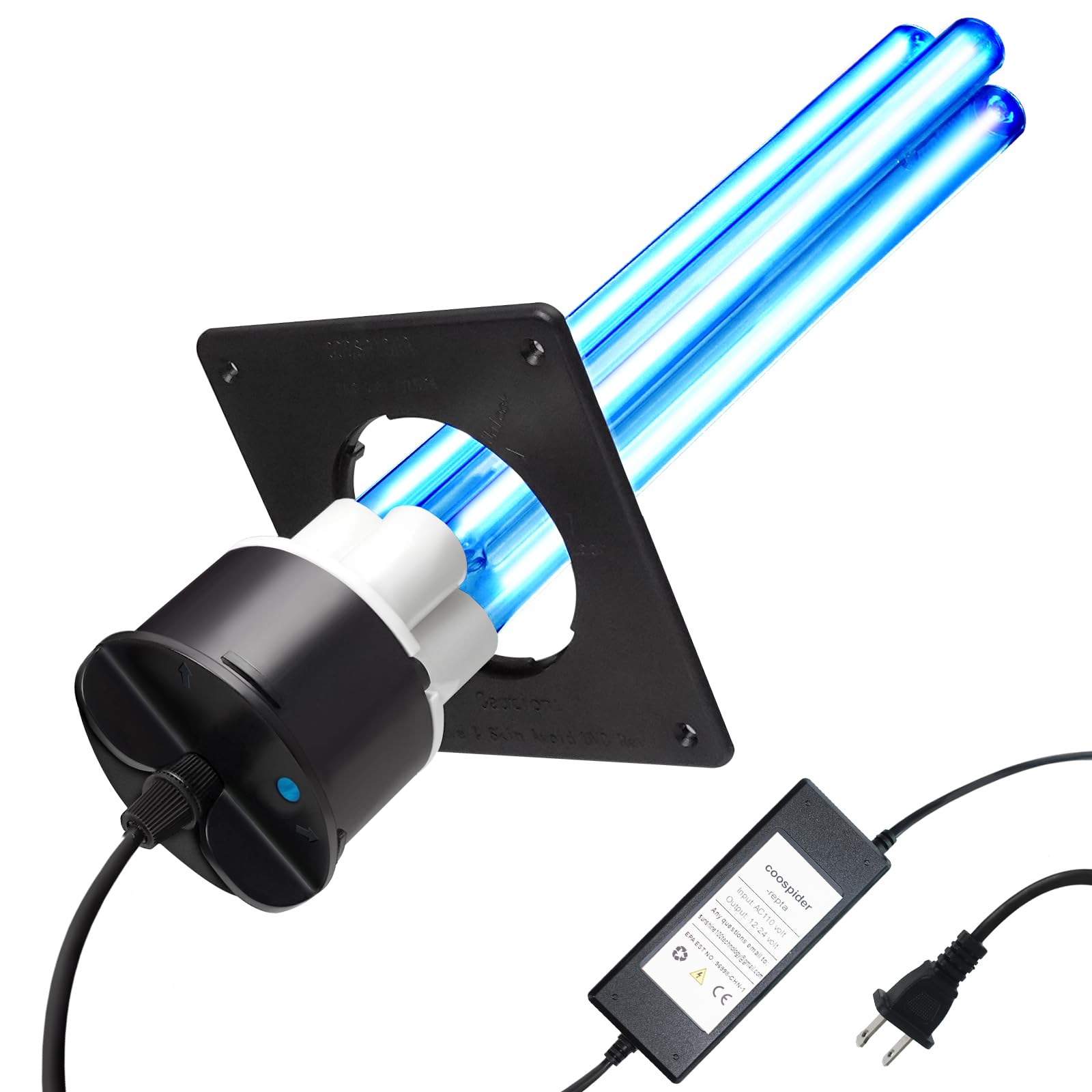 COOSPIDER UV 80W lamp base for HVAC systems, sturdy housing for long life.