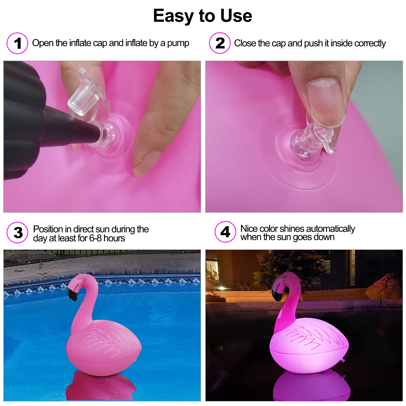 Cootway floating flamingo lights enhance garden and patio decor.