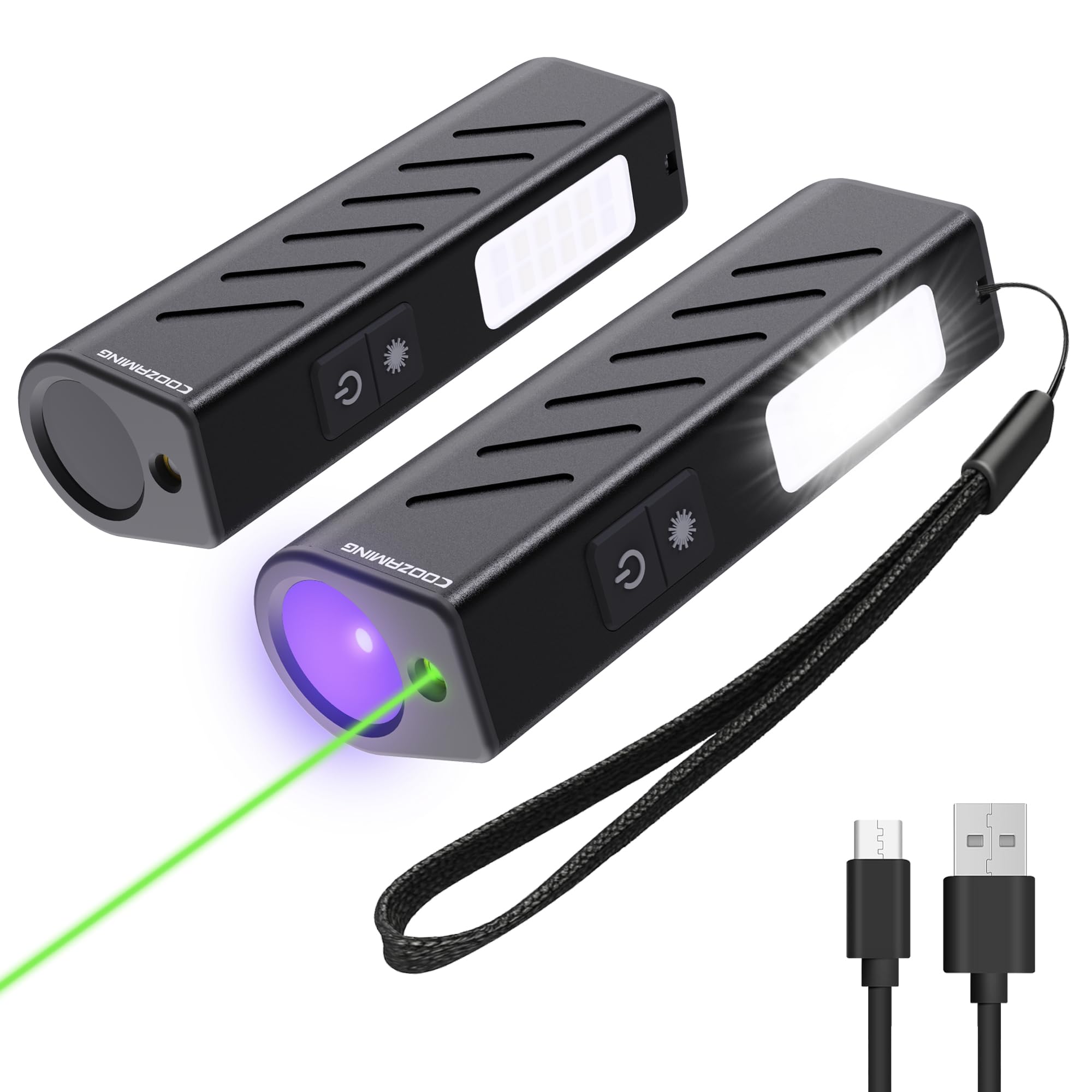 COOZAMING 365nm UV flashlight front view for detection tasks