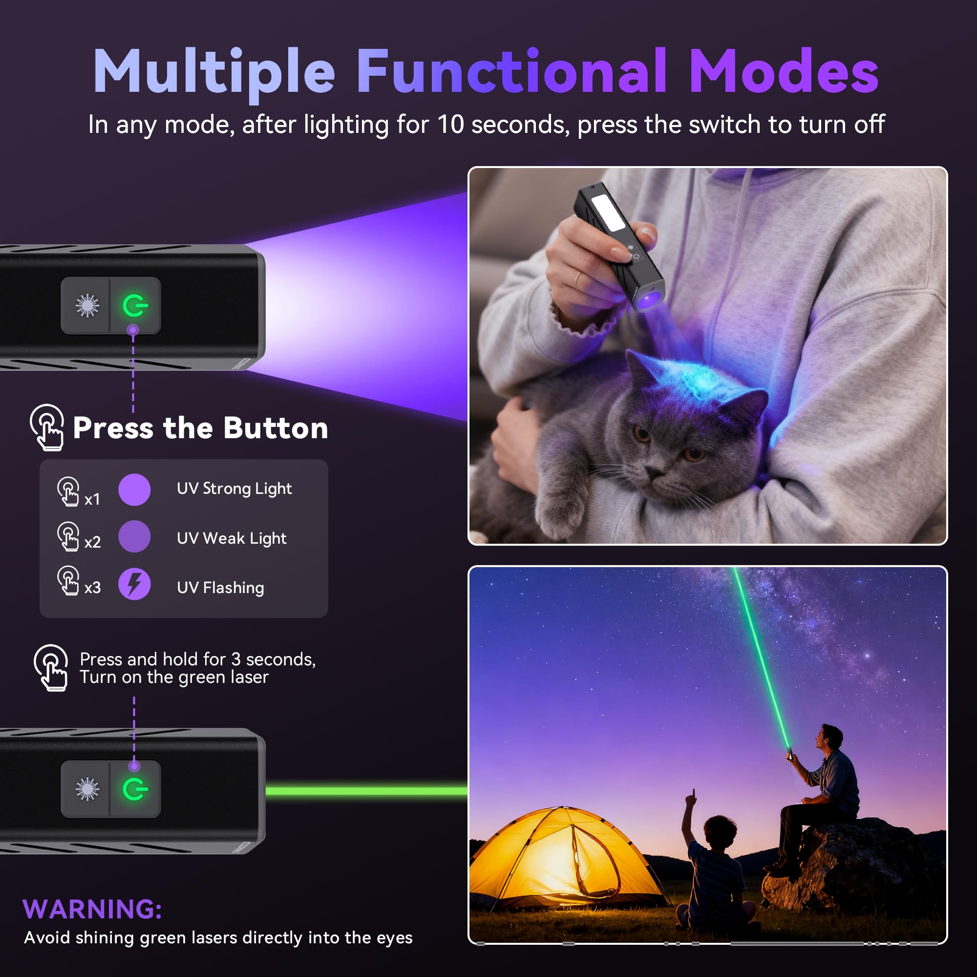 COOZAMING green laser pointer in use for presentations and pets