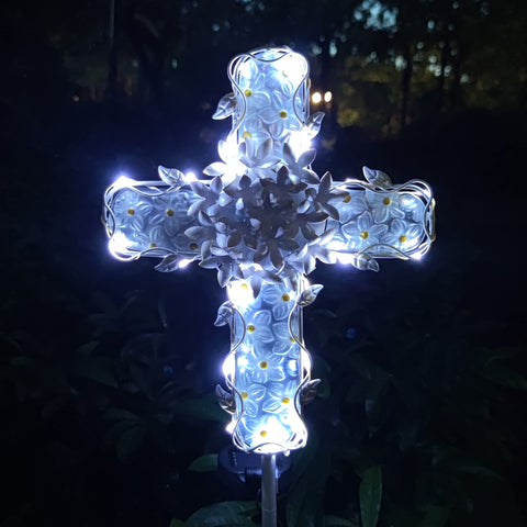 COOZZYHOUR 38inch solar cross garden light on ground stake for elegant outdoor ambiance