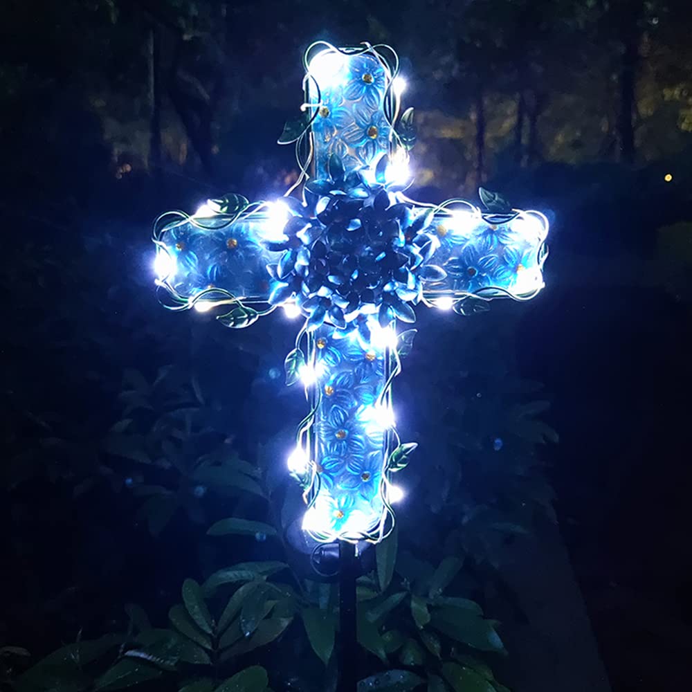 COOZZYHOUR outdoor cross stake light brightens walkways at dusk.