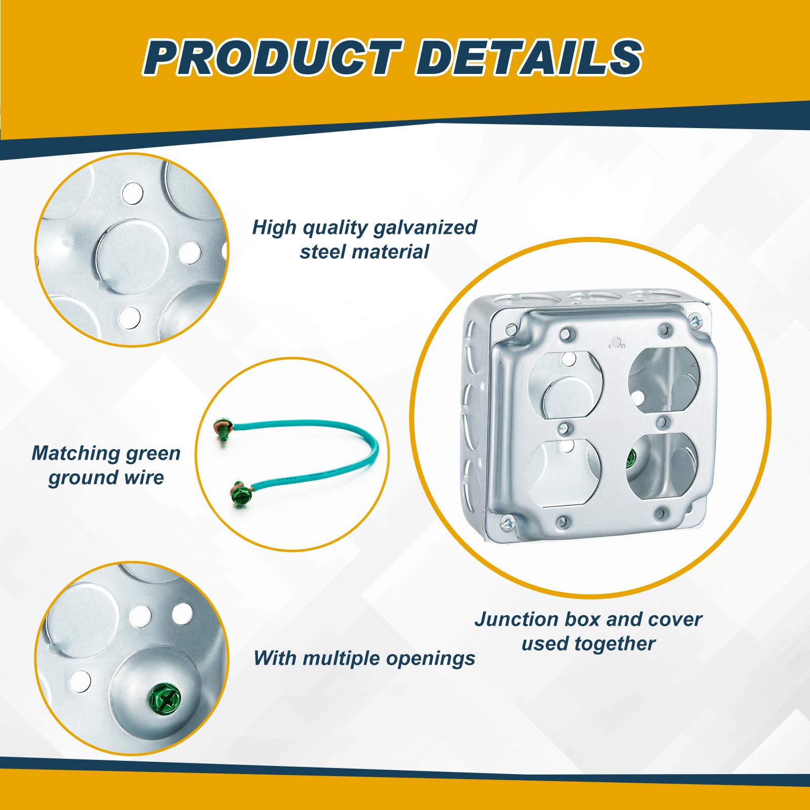 Copkim 4x4 metal electrical box interior shown for wiring flexibility