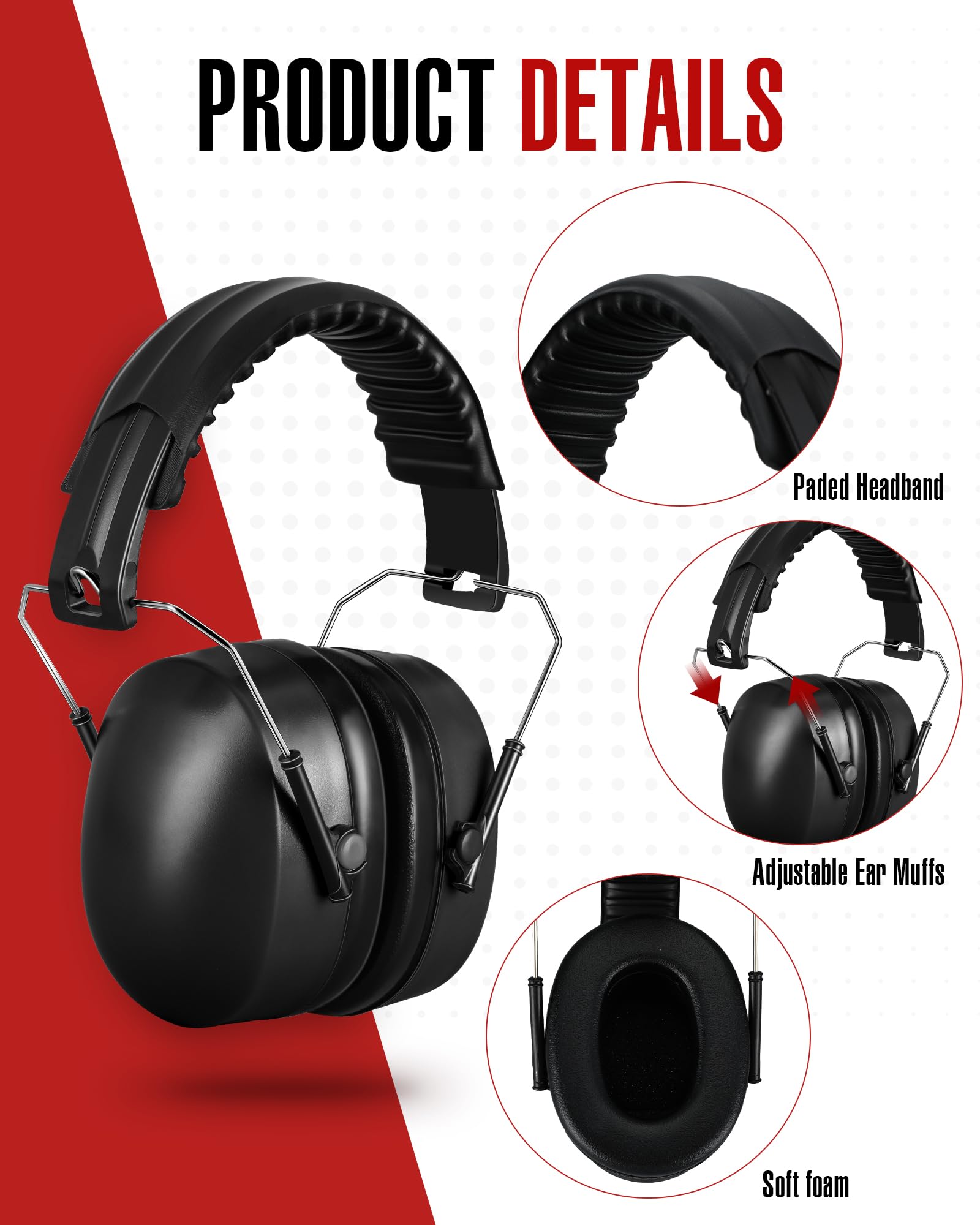 Copkim NRR 28dB ear muffs illustrating quiet focus in noisy settings.